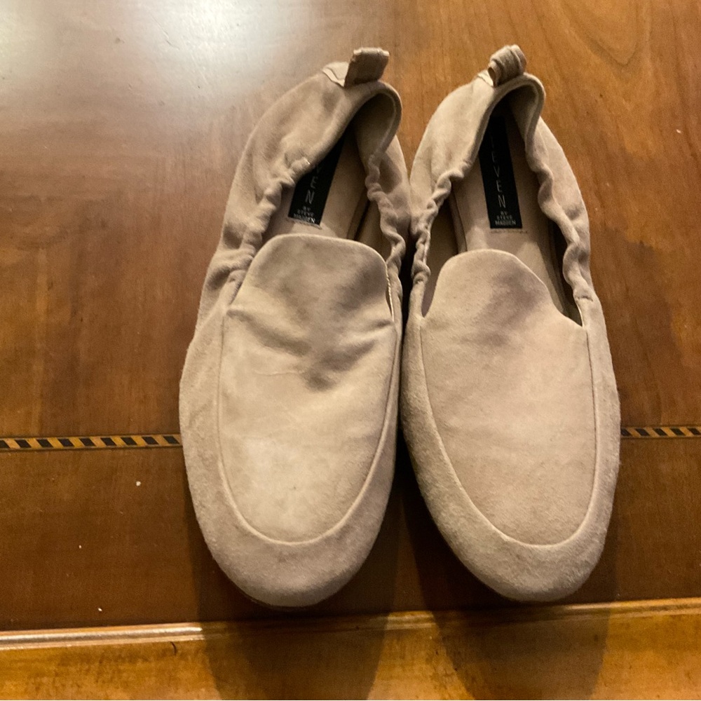 Steve Madden Women's Suede Slip-On Loafers in Light Beige